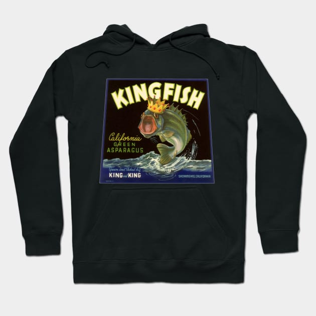 Vintage Kingfish Green Asparagus Label Hoodie by MasterpieceCafe